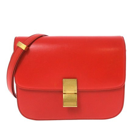 Pre-Owned Celine Medium Classic Box Calf Leather Red | Walmart (US)