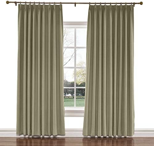 TWOPAGES 52 W x 63 L inch Pinch Pleat Darkening Drapes Faux Linen Curtains Drapery Panel for Livi... | Amazon (US)