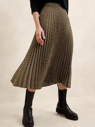 Silky Pleated Midi Skirt | Banana Republic Factory