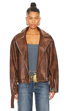 superdown Lana Faux Leather Jacket in Brown from Revolve.com | Revolve Clothing (Global)