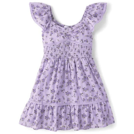 The Children's Place Girls Sleeveless Floral Pleated Smocked Dress, Sizes XS-XXL | Walmart (US)