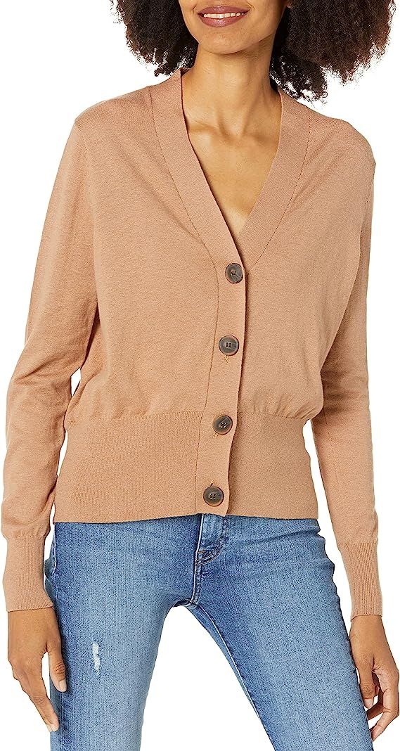 The Drop Women's Daniela Boxy V-Neck Fine Jersey Cardigan Sweater | Amazon (US)