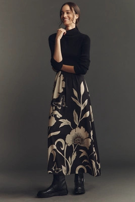 The Thea Long-Sleeve Twofer Maxi Dress | Anthropologie (US)