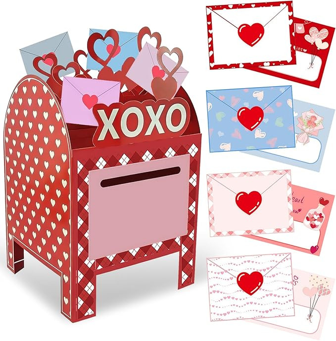 Valentine's Day Mailbox with Cards for Kids Valentines Gifts for Boys Girls DIY Craft Box Greetin... | Amazon (US)
