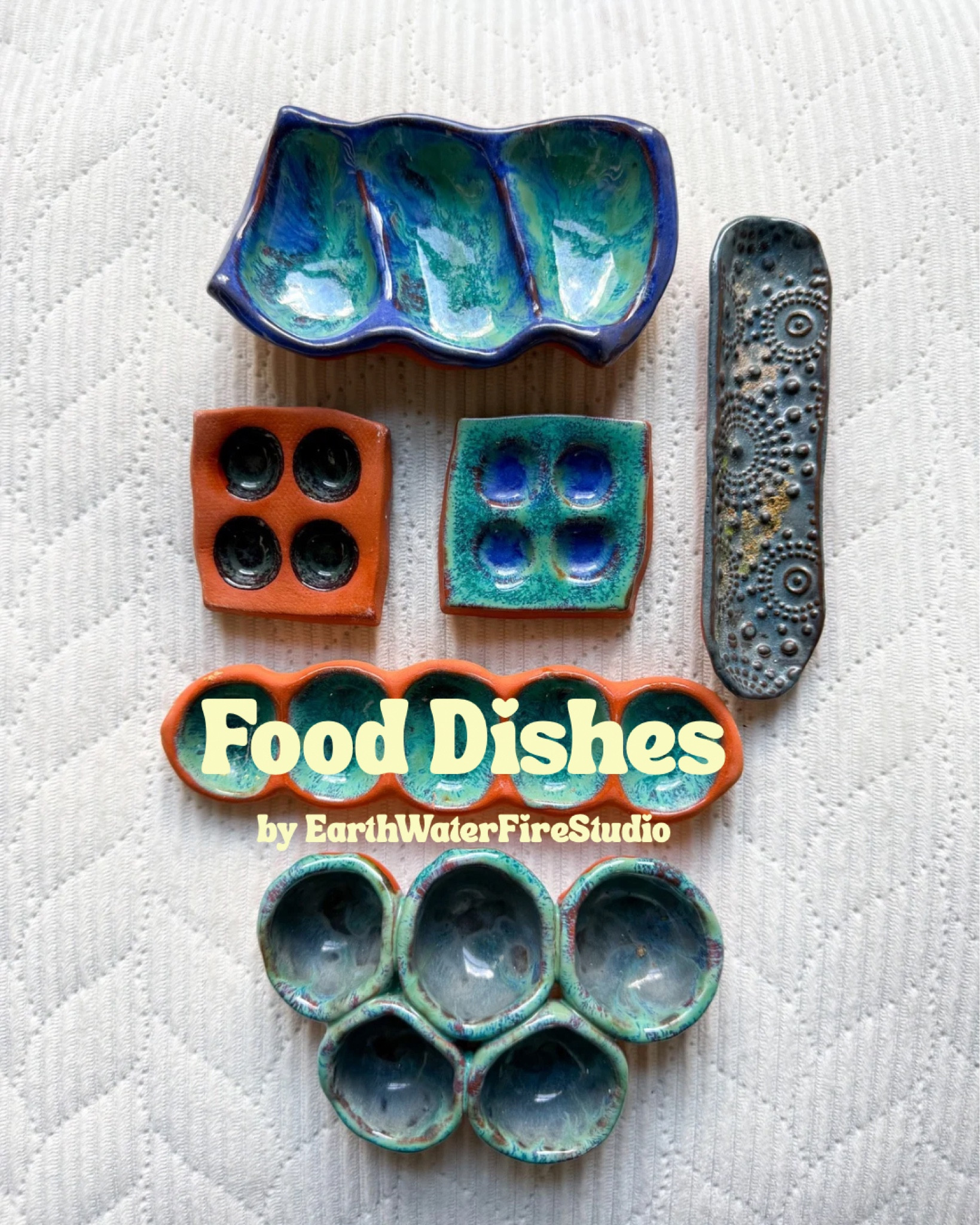 Hand made pottery food/ oil dishes for hermit crabs 