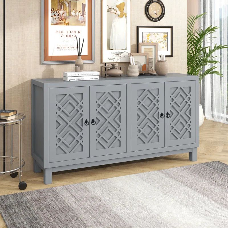 Cedrina Large Storage Space Sideboard, 4 Door Buffet Cabinet with Pull Ring Handles for Living Ro... | Wayfair North America