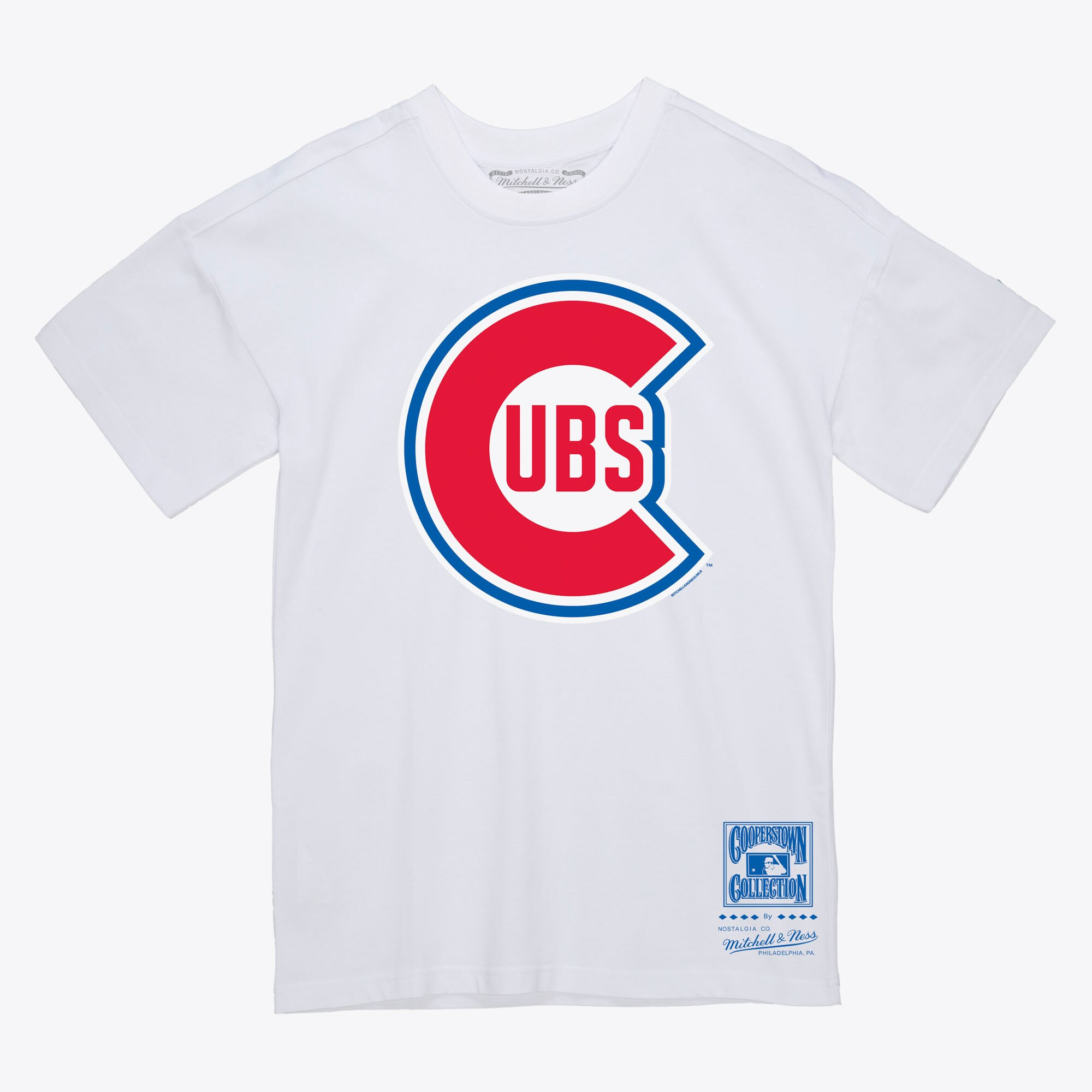 Men's White Chicago Cubs Basic Logo T-Shirt | Mitchell & Ness