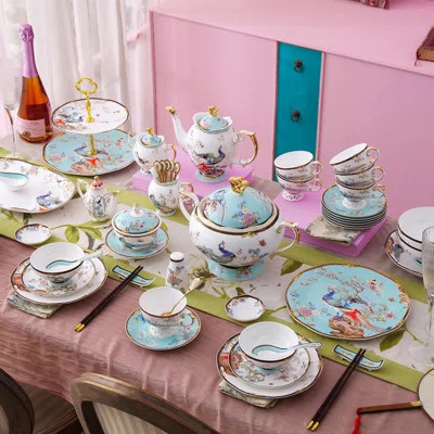 12-Piece Bone China Dinnerware Set for 4 - 45% Bone Content Vintage Floral Dining Set | Wayfair North America