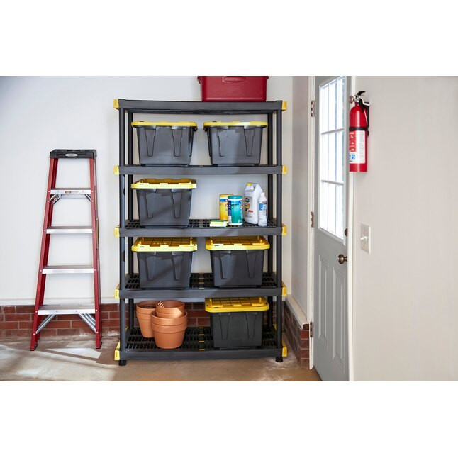 Project Source Commander 5 -Tier Heavy Duty Black Plastic Utility shelving unit ( 48-in W x 20-in... | Lowe's