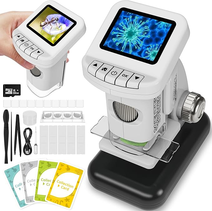 Rechargeable Digital Microscope for Kids 1200X - 2'' LCD Screen STEM Toy with 32G SD Card for Pho... | Amazon (US)