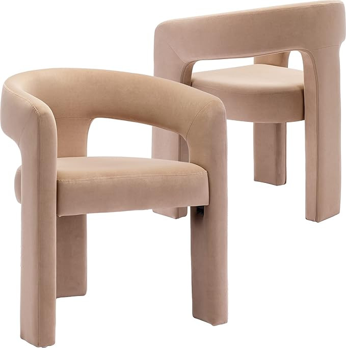 Wahson Set of 2 Velvet Fabric Upholstered Open-Back Dining Chairs, Modern Kitchen Armchair for Di... | Amazon (US)