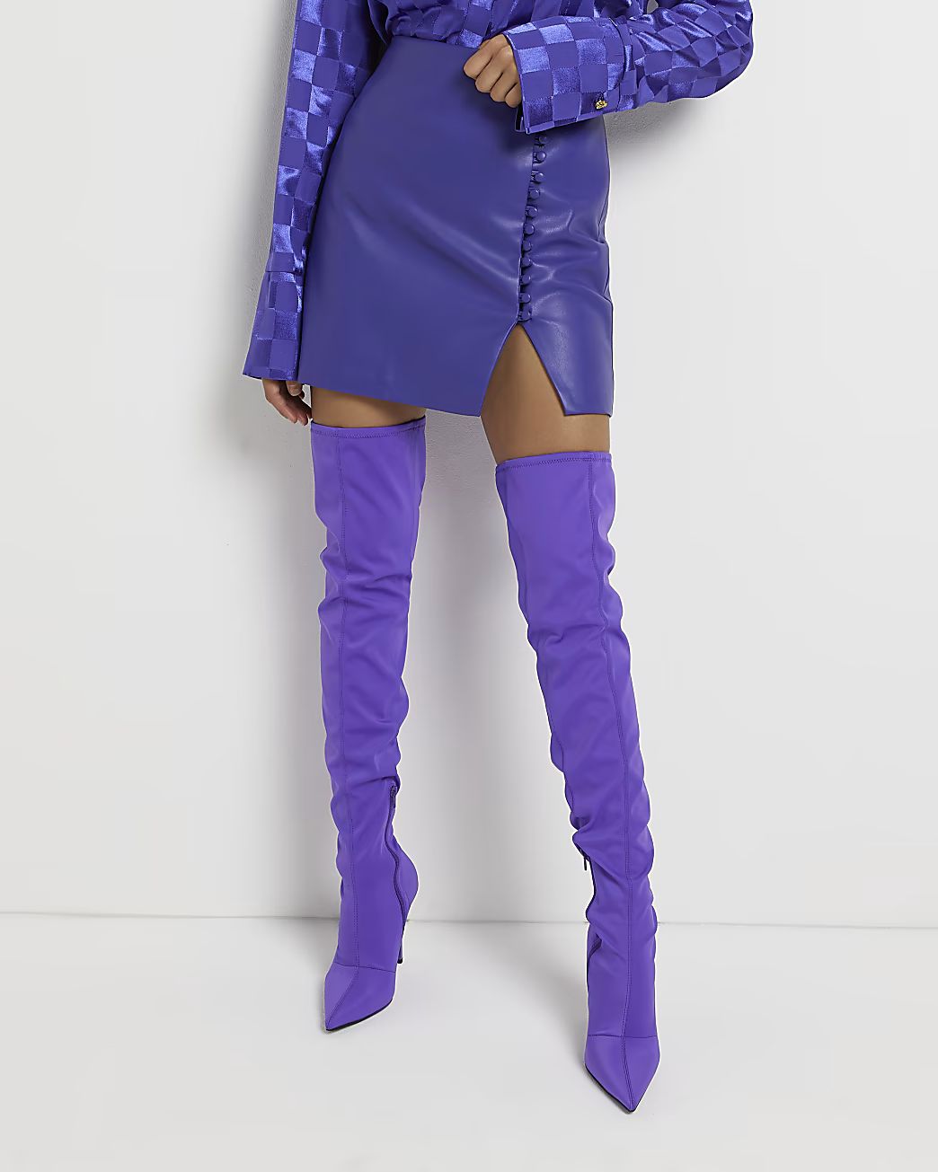 Purple over the knee heeled boots | River Island (US)