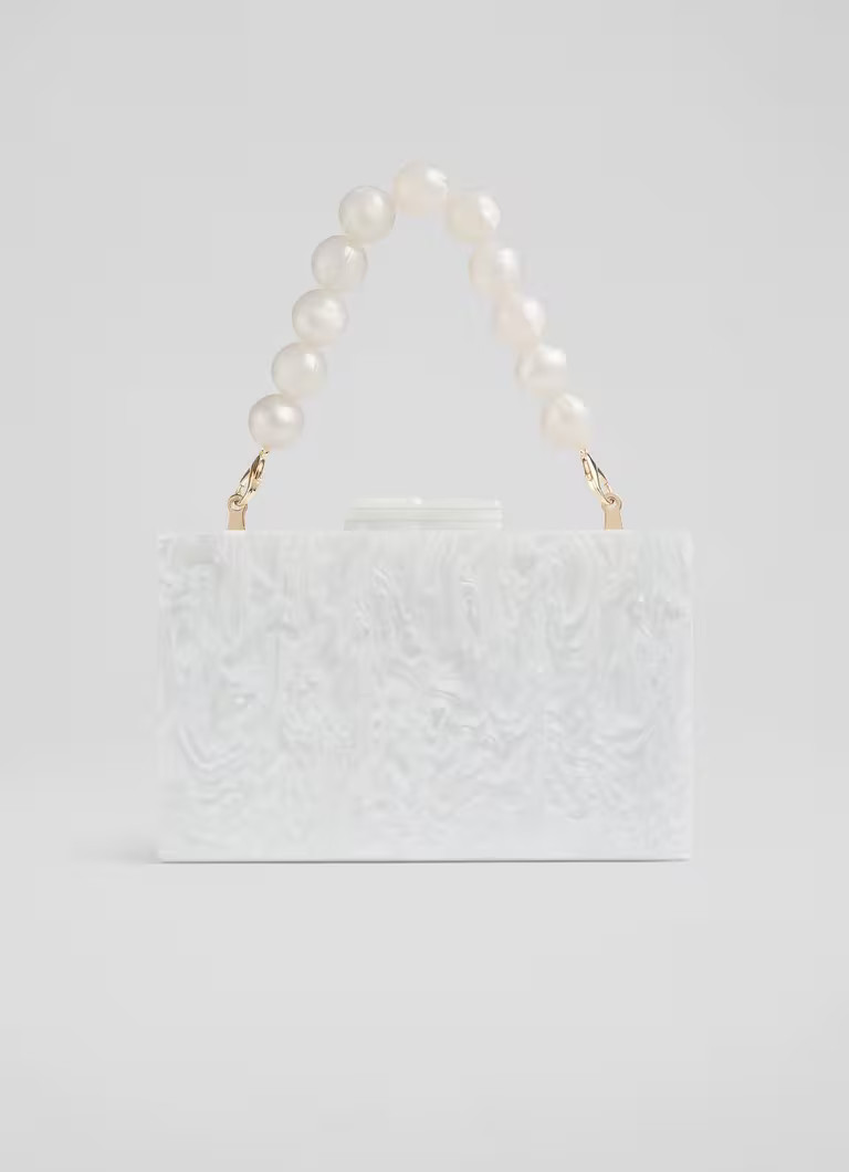 Maeve Cream Marbled Acrylic Box Bag | L.K. Bennett (UK)