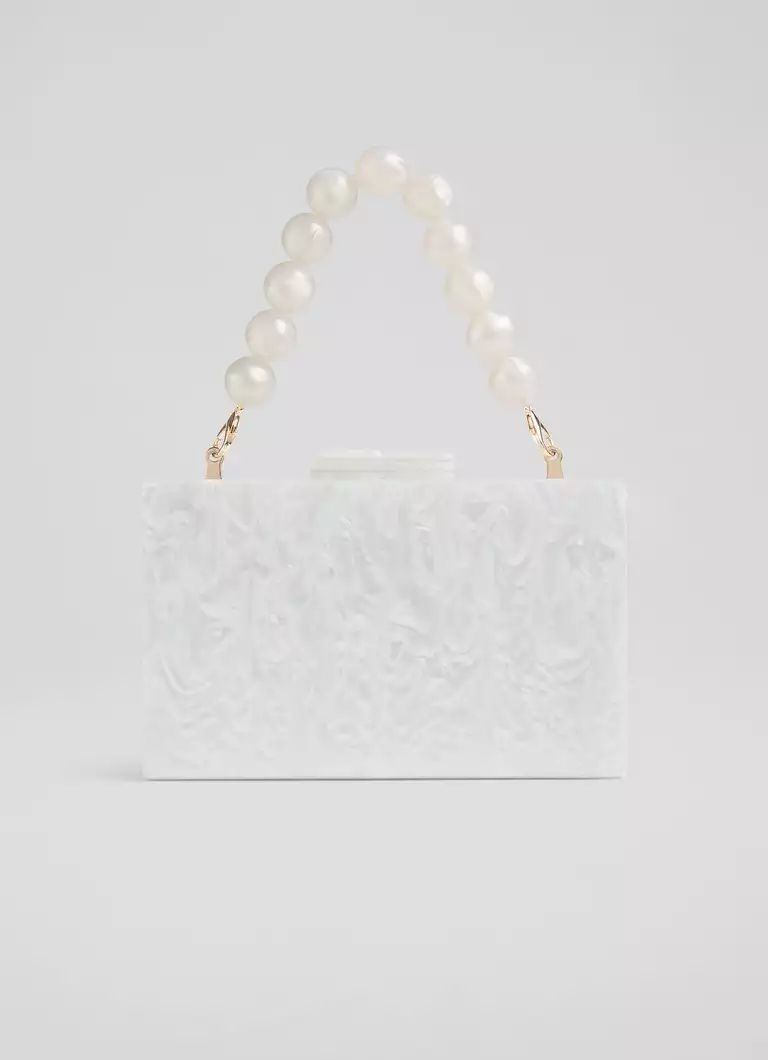 Maeve Cream Marbled Acrylic Box Bag | L.K. Bennett (UK)