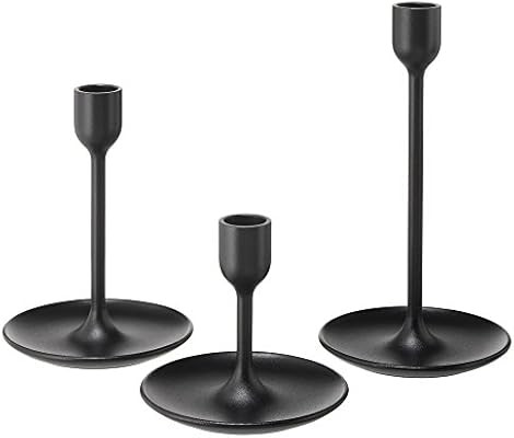 IKEA FULLTALIG Candlestick, set of 3 Powder Coating Black Aluminum Candlestick Holder for taper c... | Amazon (US)