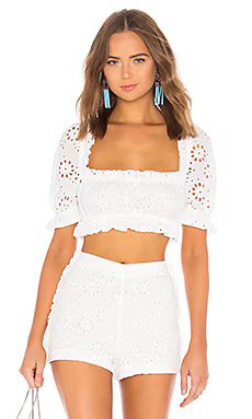 Cropped Peasant Top With Puff Sleeves
                    
                    LPA | Revolve Clothing (Global)