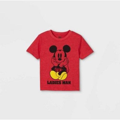 Toddler Boys' Mickey Mouse Ladies Man Valentine's Day Short Sleeve Graphic T-Shirt - Red | Target