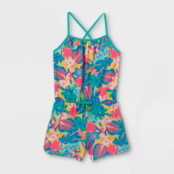 Girls' Printed Knit Sleeveless Romper - Cat & Jack™ | Target