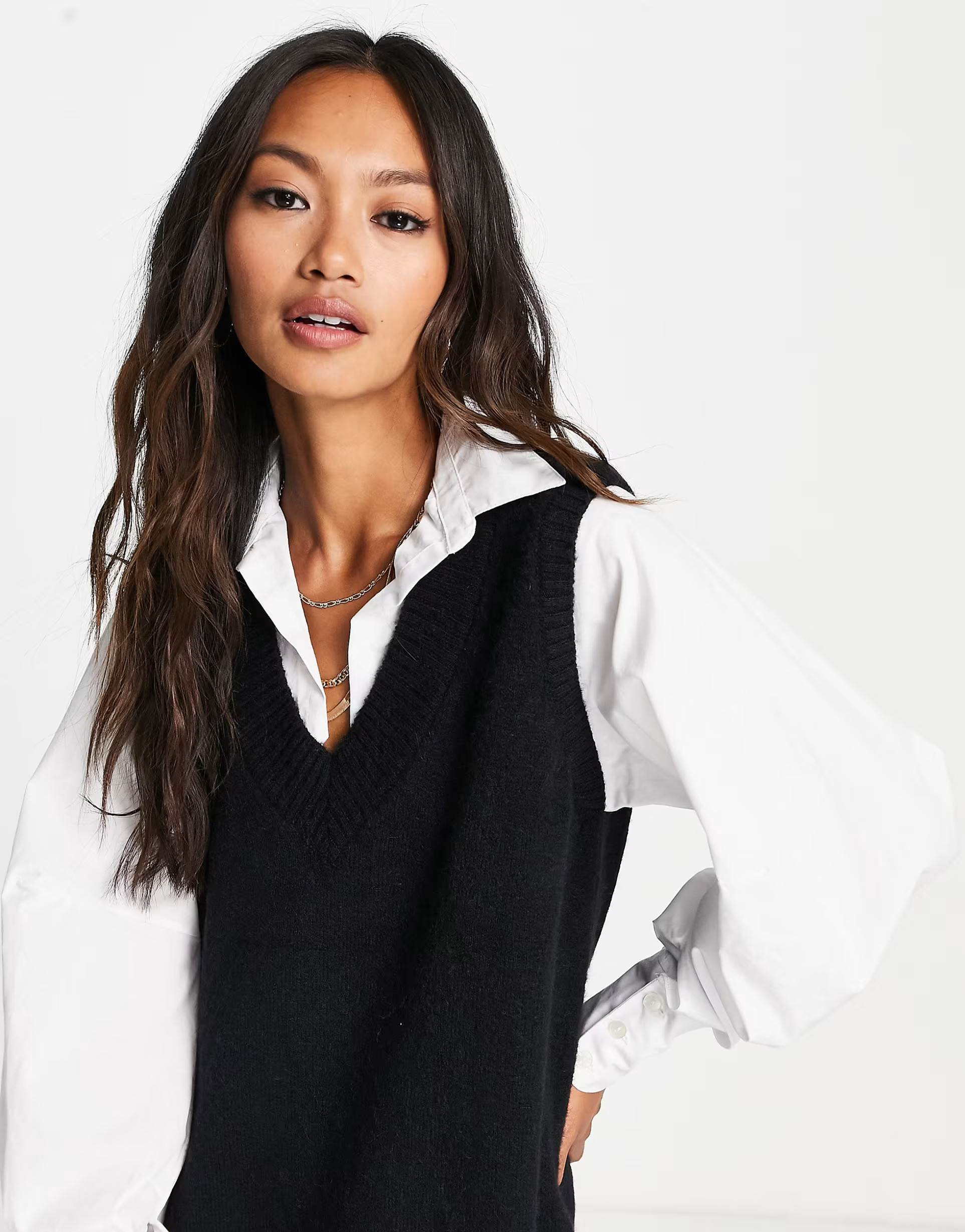 River Island hybrid sweater shirt dress in black | ASOS (Global)