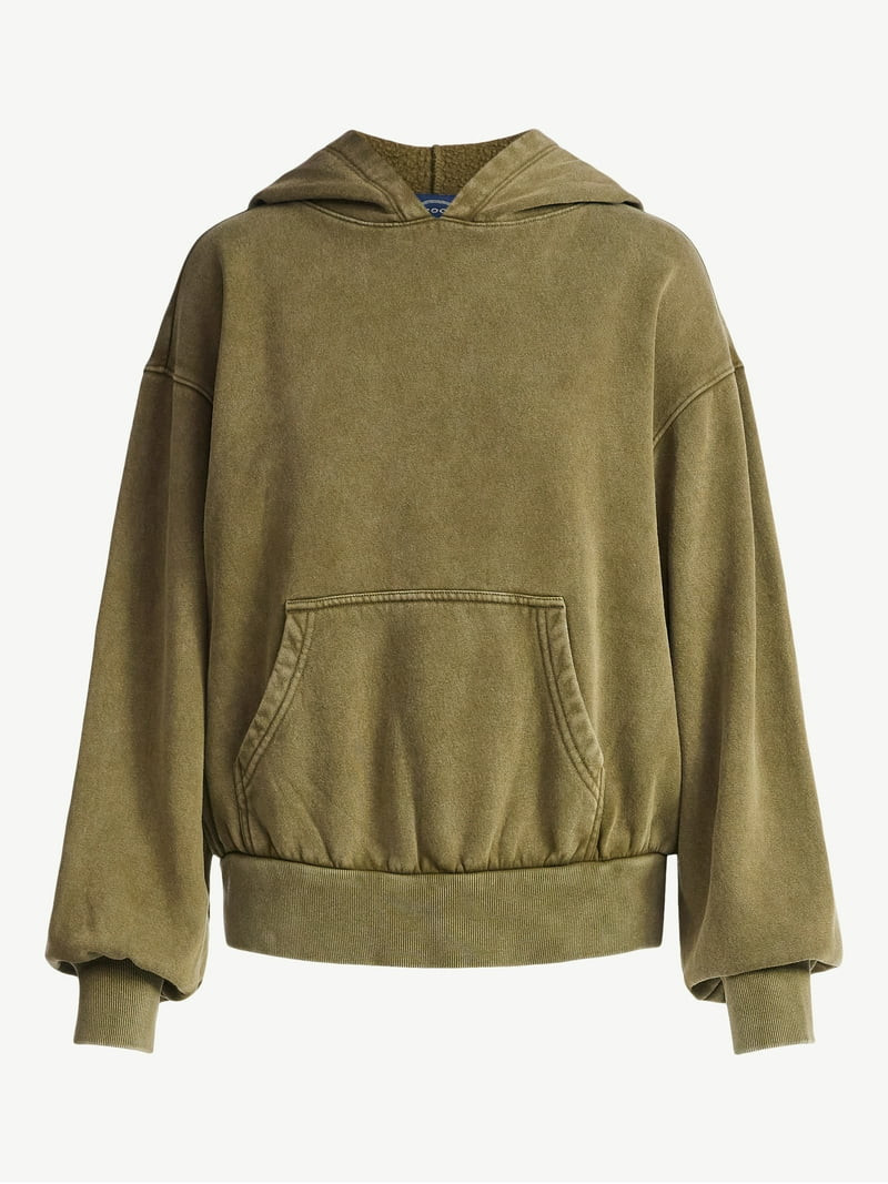 Scoop Women’s Mineral Washed Oversized Cropped Hoodie, Sizes XS-XXL | Walmart (US)