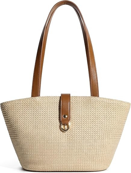 Amazon.com: CHUNLI Straw Tote Bag for Women, Woven Raffia Straw Purse, Boho Beach Bag with PU Han... | Amazon (US)