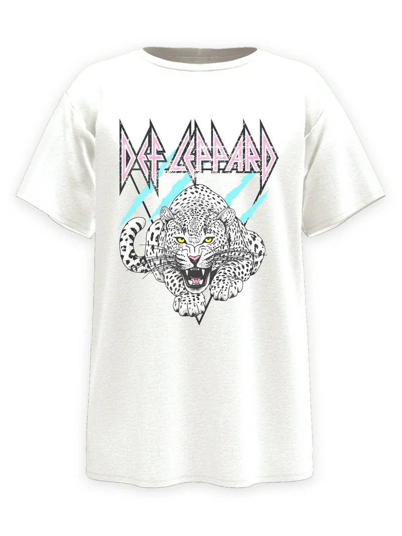 Def Leppard 1987 Retro Cover, Girls Apparel Graphic Crew Neck Short Sleeves T-Shirt, Sizes 4-18 -... | Walmart (US)