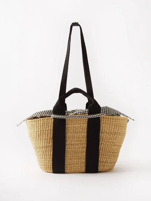 Muuñ - George Canvas-trim Woven Basket Bag - Womens - Beige Black | Matches (UK)