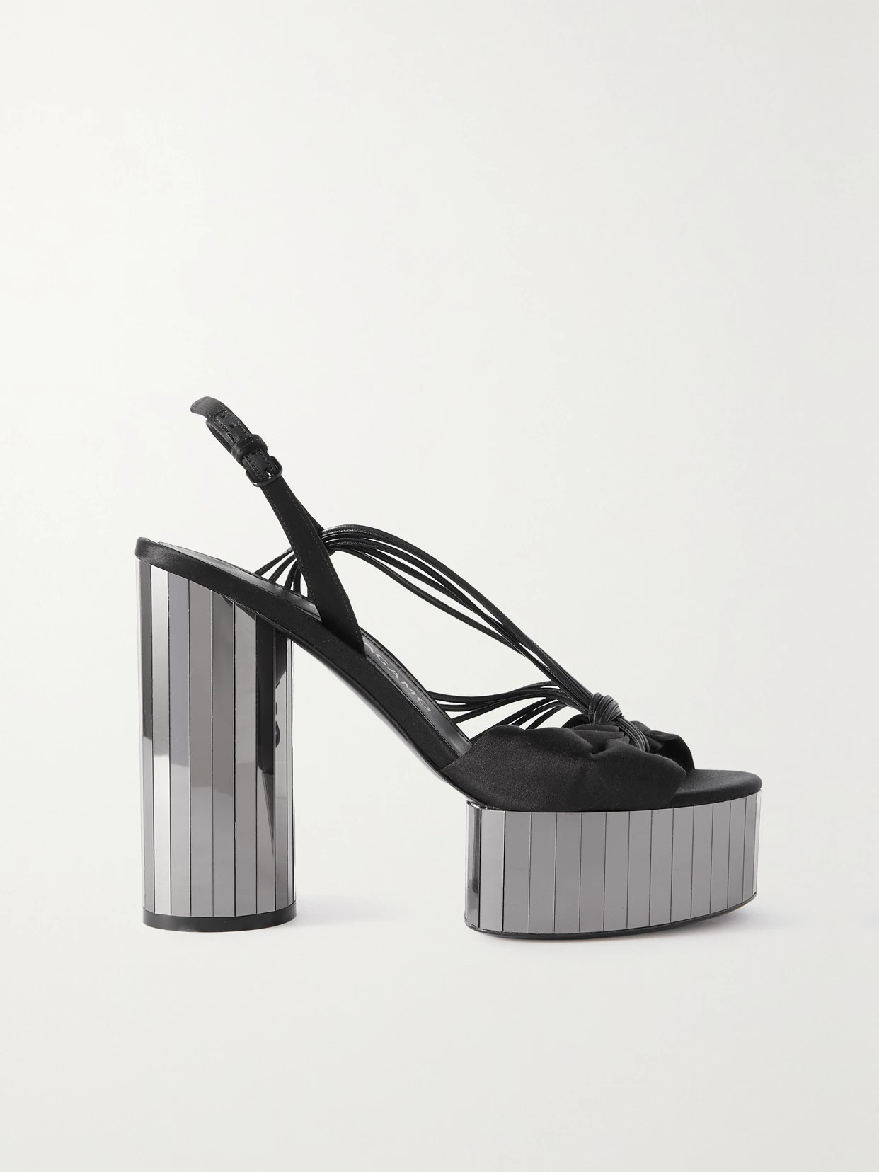 Ferragamo - + Net Sustain Sabina Leather-trimmed Satin Platform Sandals - Black | NET-A-PORTER (US)