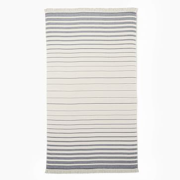 Organic Turkish Stripe Beach Towel - Midnight | West Elm (US)