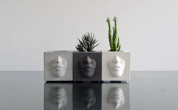 Face Planter, Concrete Planter, Concrete pot, Cactus planter, Modern planter, Head planter, Table... | Etsy (US)
