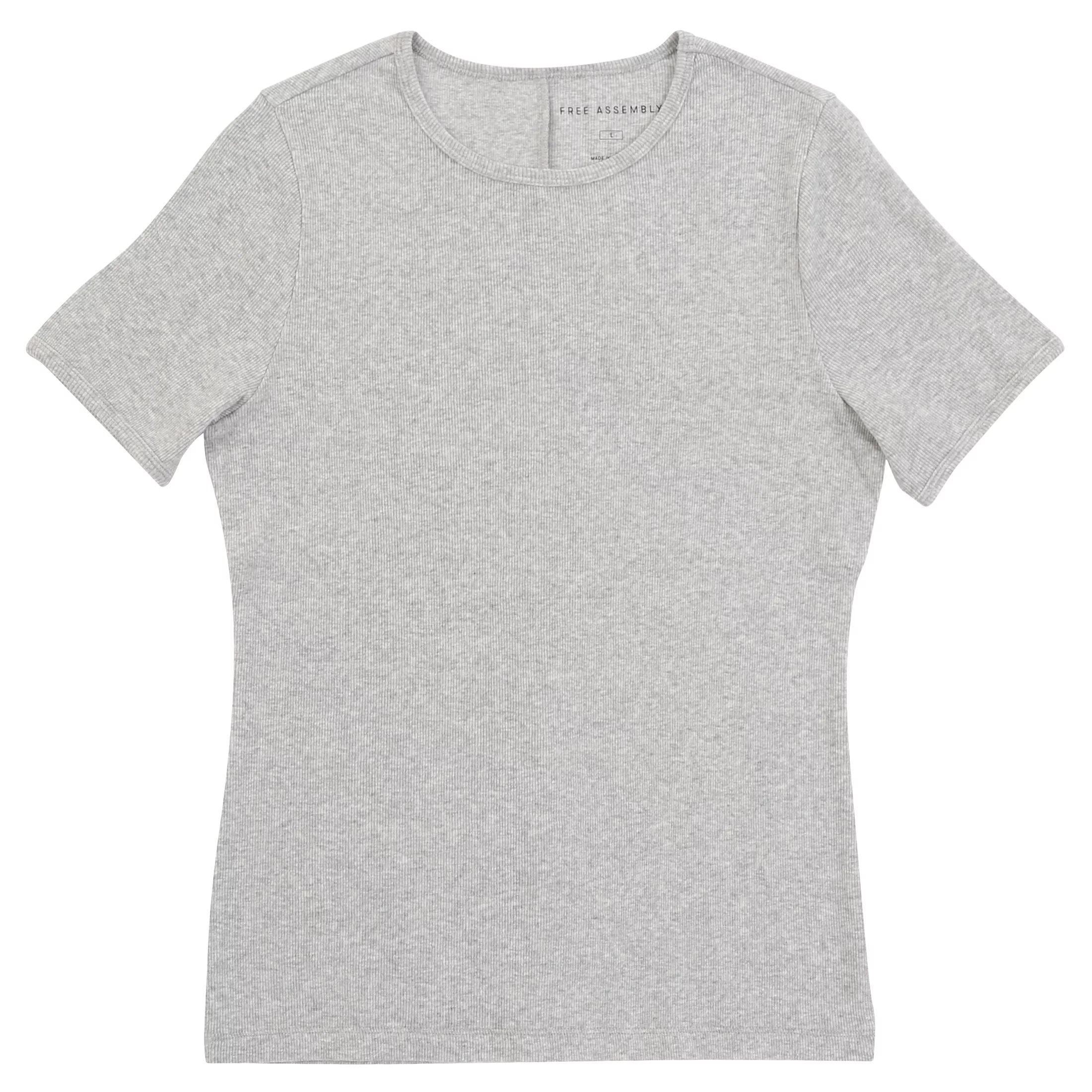 Free Assembly Women's Ribbed Crewneck T-Shirt with Short Sleeves | Walmart (US)