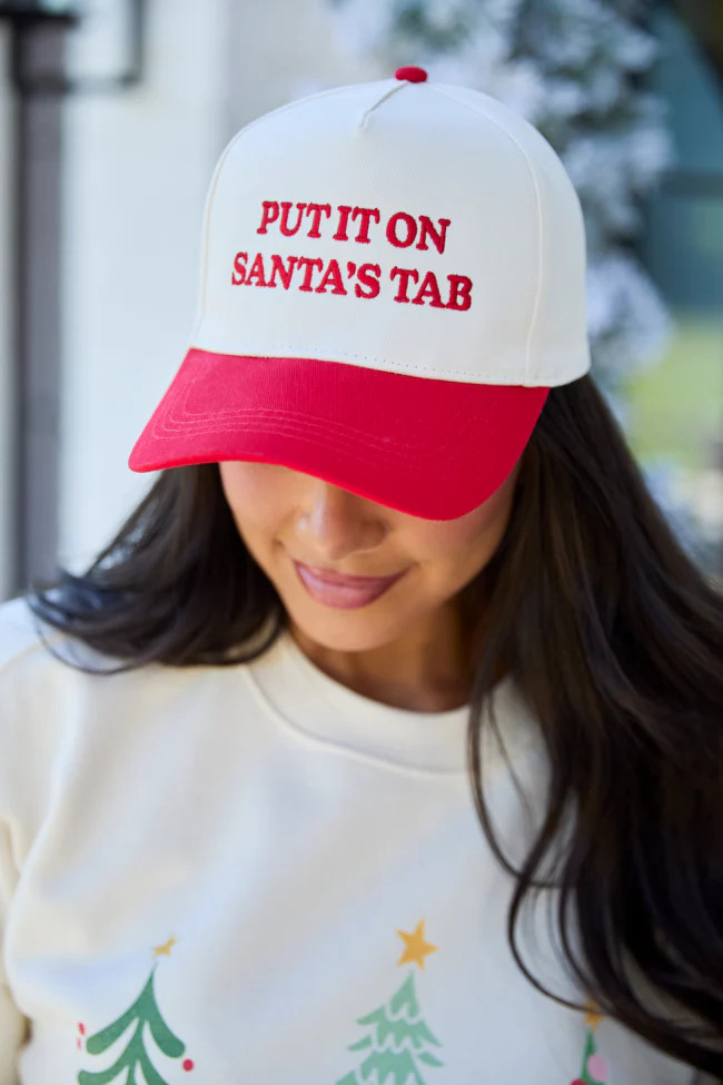 Put It On Santa's Tab Red Trucker Hat | Pink Lily