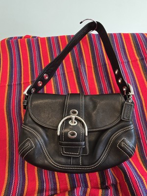 Vintage Y2K Coach Soho Flap Silver Buckle Shoulder Bag Black Leather | eBay US