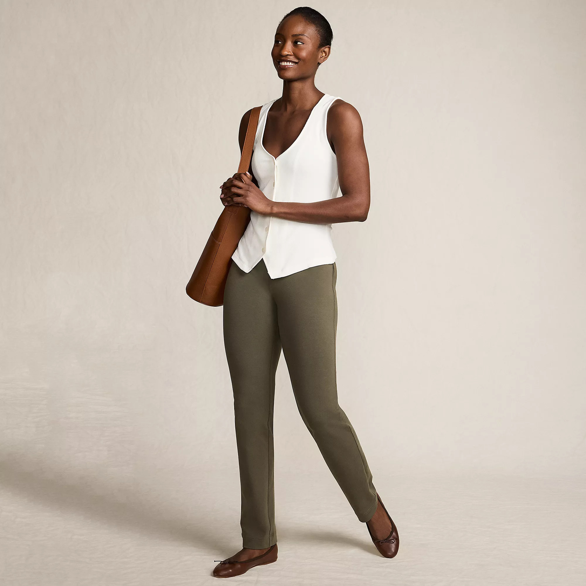 Women's Starfish Mid Rise Slim Leg Pants | Lands' End (US)