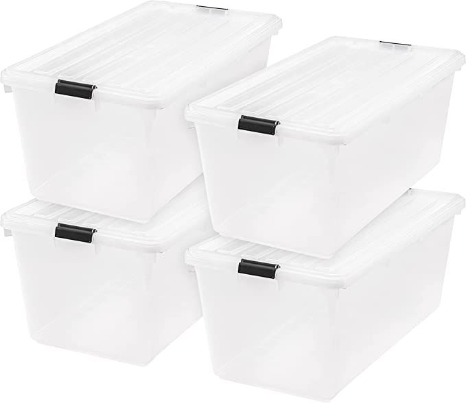 IRIS USA 91 Quart Large Storage Bin Utility Tote Organizing Container Box with Buckle Down Lid fo... | Amazon (US)