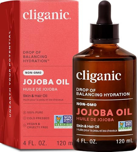 Cliganic Non-GMO Jojoba Oil for Skin, Hair & Face (4oz) | 100% Pure, Natural Cold Pressed Unrefined Hexane Free | Amazon (US)