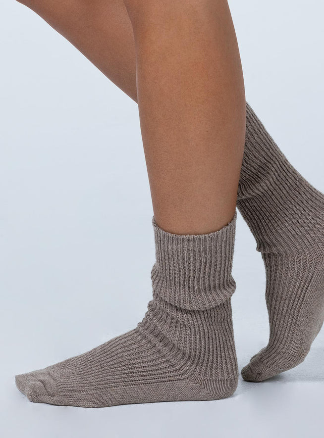Sunday Mood Socks Beige | Princess Polly US