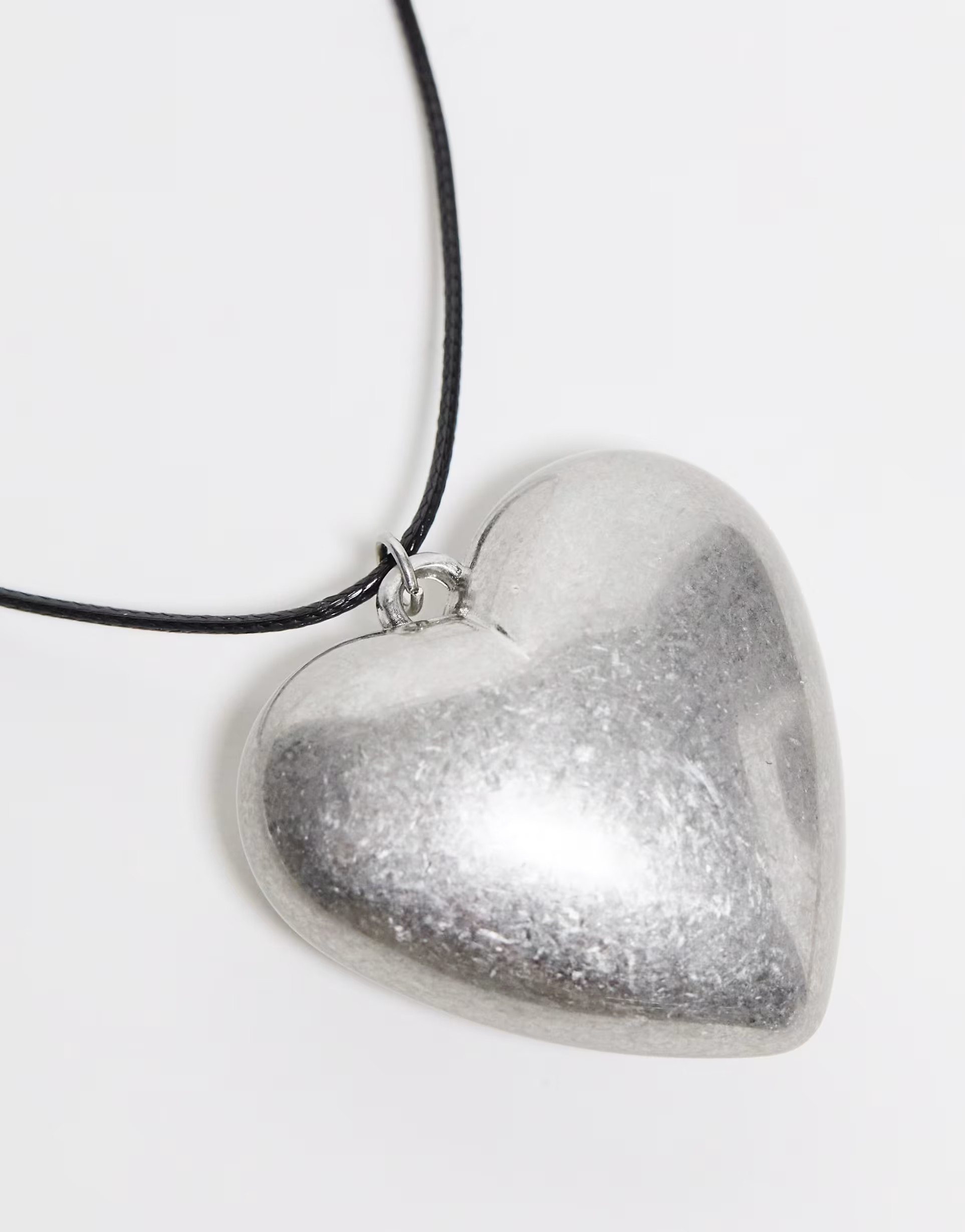 ASOS DESIGN pendant necklace with large puff heart detail in silver tone | ASOS (Global)