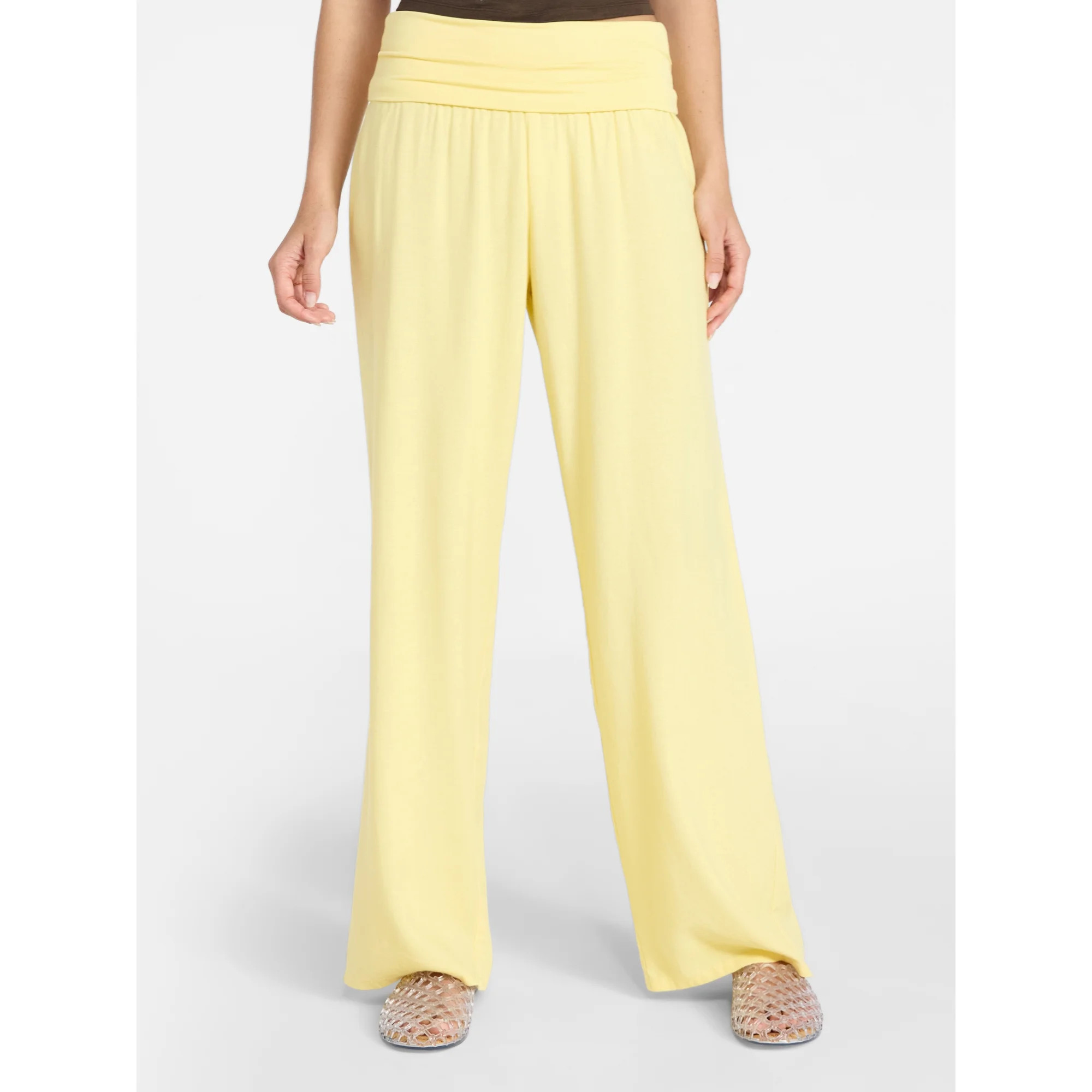 No Boundaries Foldover Beach Pants, 29.5'' inseam, Women's XXS-XXL | Walmart (US)