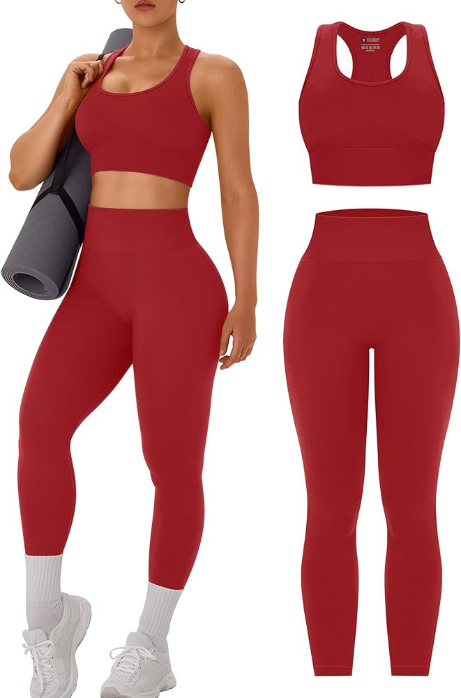Amazon.com: OLCHEE Womens Workout Sets 2 Piece - Acid Wash Seamless Yoga Outfits High Waist Leggi... | Amazon (US)