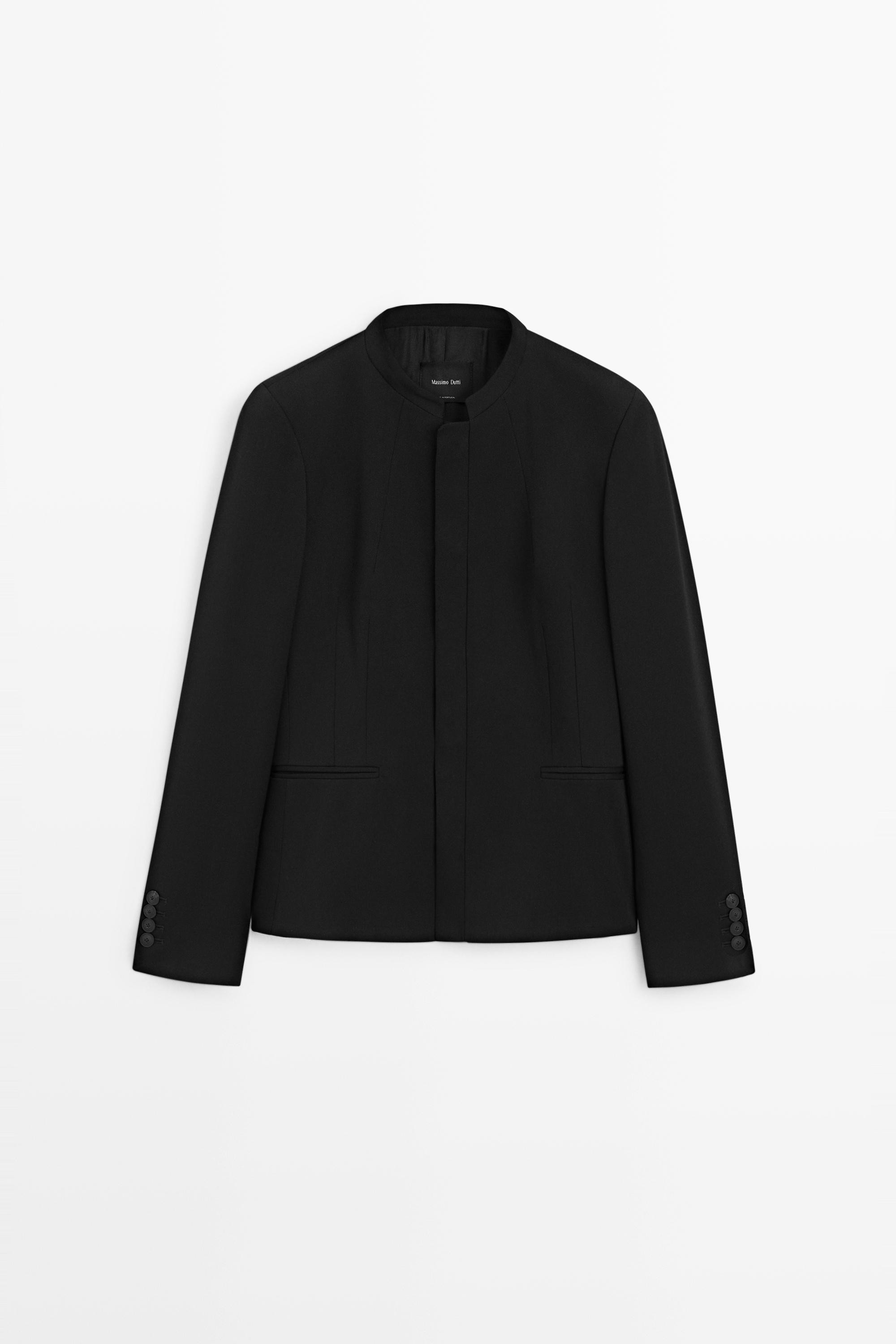 Round neck blazer with dart details | Massimo Dutti UK