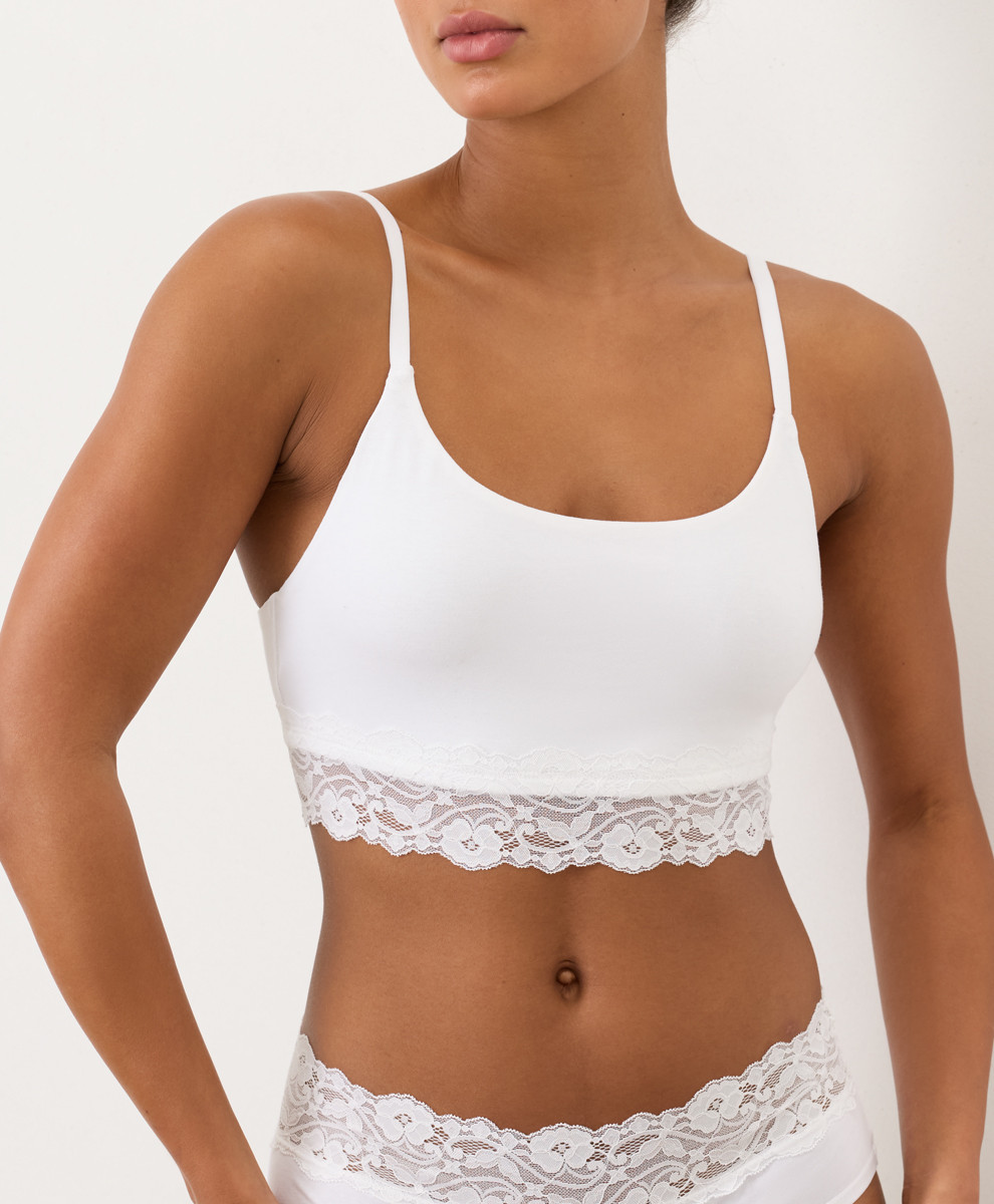 Women's White Lace Modern Scoop Bralette L | Pact Apparel