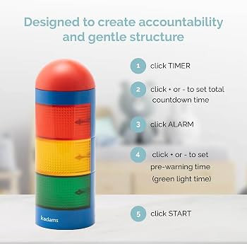 KADAMS Visual Timer for Kids with Audio Pre-Alarm - Traffic Light Alarm for Kids Toddler Teachers... | Amazon (US)