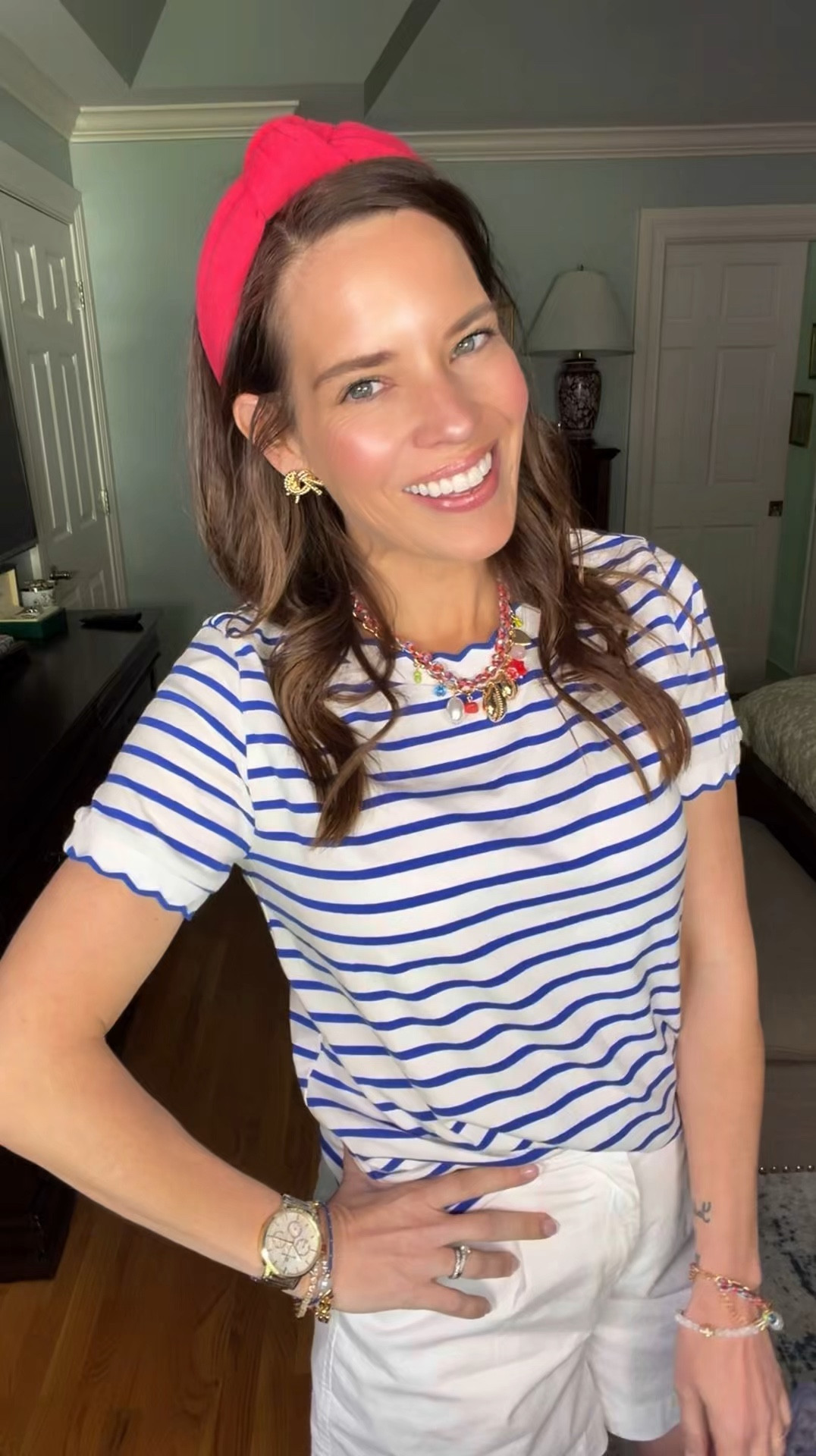 Classic Coastal Stripes & Summer Neutrals Outfit ❤️🤍💙


The easiest summer outfit combo—classic blue + white stripes paired with crisp neutral shorts for a clean, coastal look 🌊✨ This scalloped stripe tee is lightweight, flattering, and under $20 (such a good Amazon find!) 🙌 Paired with comfy high-rise shorts, a fun jelly mini tote, and the cutest red knotted headband for a pop of color ❤️

Finished with playful beaded slides and layered jewelry for that effortless, put-together vibe that works for everyday, beach days, or casual summer outings ☀️

amazon summer outfit, striped tee outfit, casual summer style, affordable summer fashion, coastal preppy outfit, red white blue outfit, everyday summer outfit, budget friendly fashion, cute summer basics

#LTKSeasonal #LTKPetite #LTKootd

#LTKOver40 #LTKPetite #LTKootd
