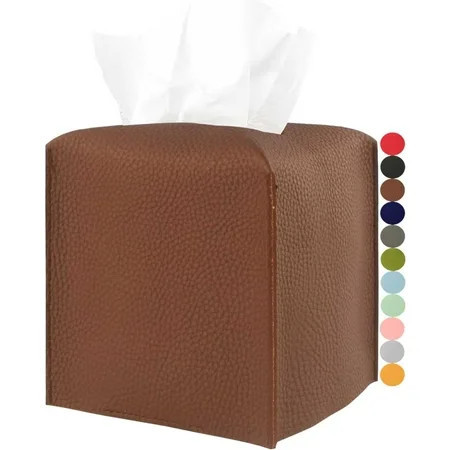 Leather Tissue Box Cover Square - Tissue Holder Aesthetic PU Leather Tissue Box Holder Decorative for Bathroom, Home Office Decor | Walmart (US)