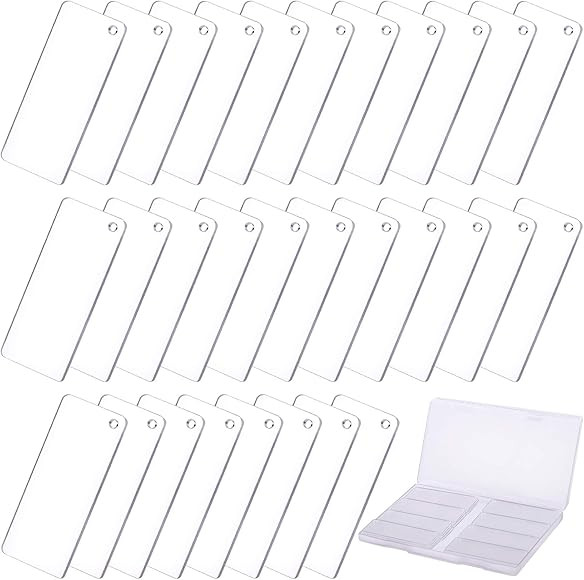 Duufin 30 Pieces Rectangle Acrylic Keychain Blanks Acrylic Transparent Circle Disc with Free Box ... | Amazon (CA)