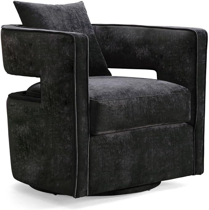 Tov Furniture Kennedy Swivel Armchair in Black Textile for Office | Amazon (US)