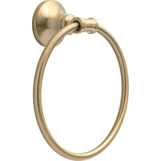 Chamberlain Wall Mount Round Closed Towel Ring Bath Hardware Accessory in Champagne Bronze | The Home Depot