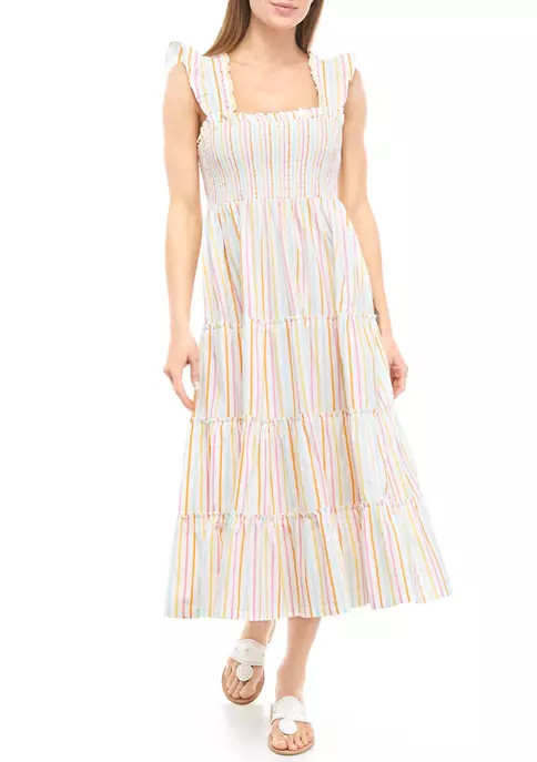 Women's Sleeveless Striped Smock Bodice Dress | Belk