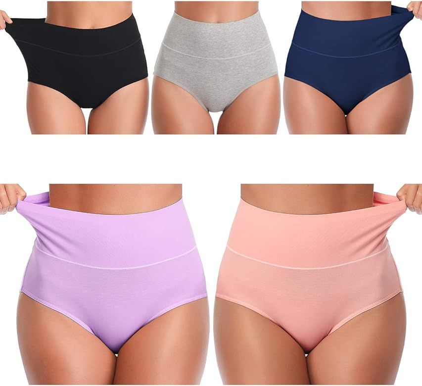 UMMISS Womens Underwear,Cotton High Waist Underwear for Women Full Coverage Soft Comfortable Brie... | Amazon (US)